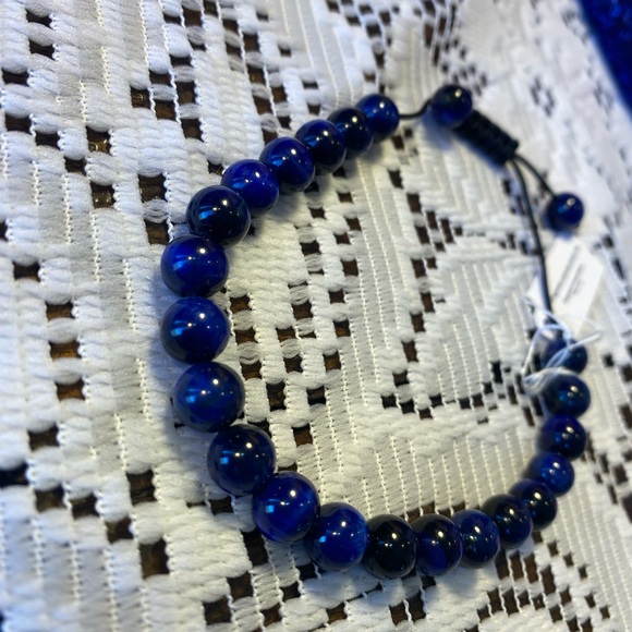 NWT UNISEX BLUE TIGER EYE BEADED ADJUSTABLE TO FIT OTTO MEN AND WOMEN - Picture 7 of 13